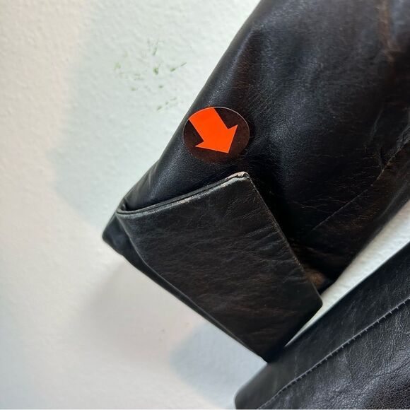 EXTE COLLEZIONE VERSACE WOMANS LEATHER JACKET BLAZER 42 US 6 BLACK ITALY CUT OUT - Picture 10 of 16